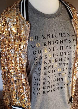 Vegas Golden Knights Shirt in Rhinestones VGK Bling Shirt 